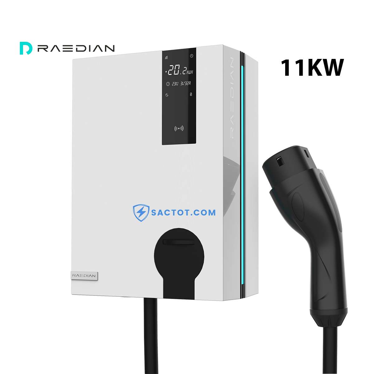 Sạc ô tô điện cố định 11kW RAEDIAN RDCC-DS-NEO (AC, 16A, 3 pha, cổng Type 2)